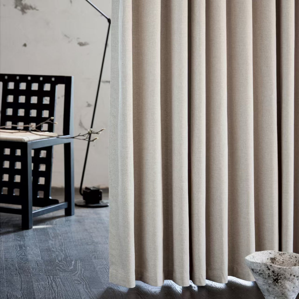LoomLuna™ Lumi Faux Linen 100% Blackout Custom Curtains – Lightweight Blackout